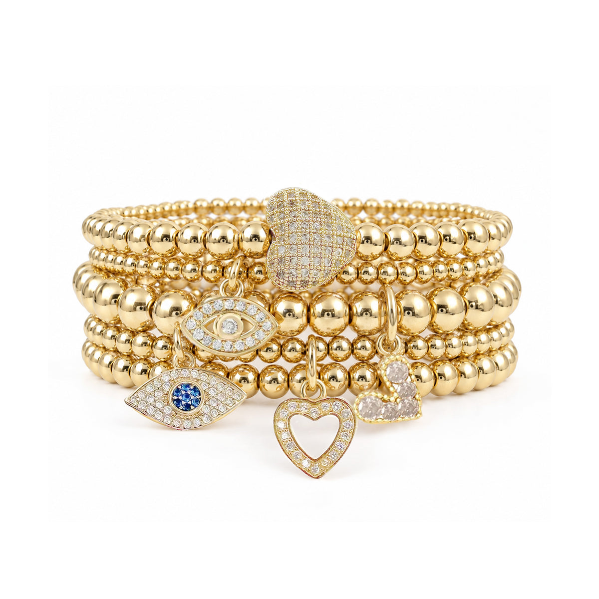 Amore Heart & Evil Eye Bracelet Stack