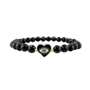 Black Onyx Heart of Protection Evil Eye Bracelet