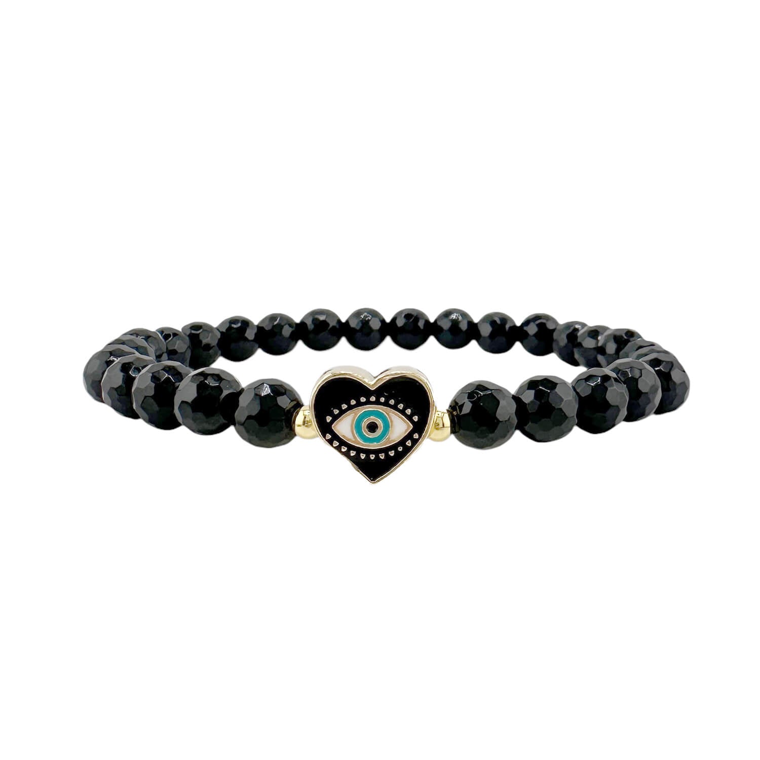 Black Onyx Heart of Protection Evil Eye Bracelet