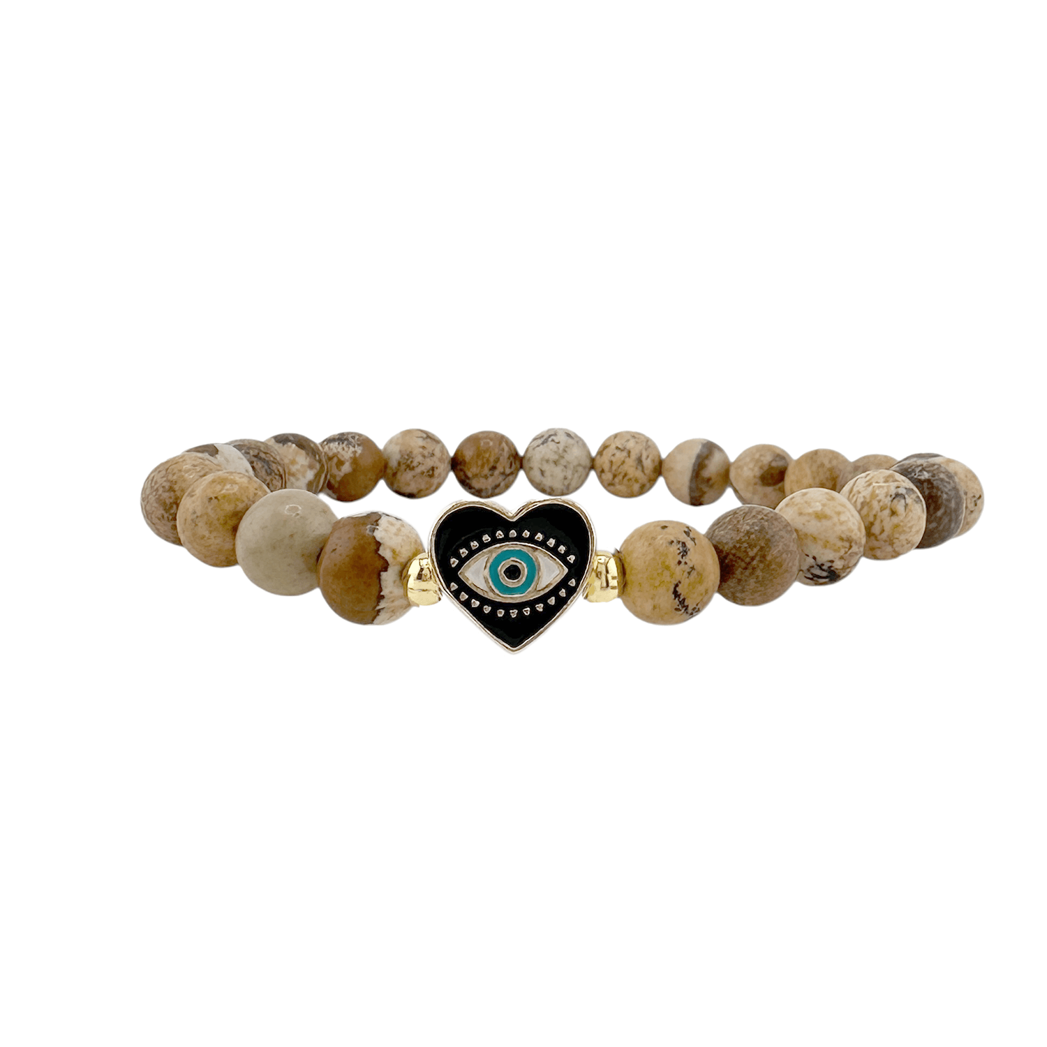 Natural Jasper Heart of Protection Evil Eye Bracelet