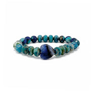 Love Lisa Heart Worry Stone Bracelet in royal blue gemstone beads with polished heart centerpiece for calm and clarity