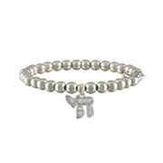 silver hebrew chai cz beaded bracelet with pave chai charm and silver tone beads by Love Lisa