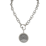 Heirloom Rose Coin Heart Necklace Silver Love Lisa rose medallion pendant