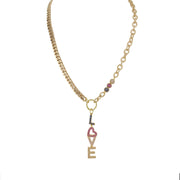 love lisa iconic love drop necklace gold chain with vertical love pendant