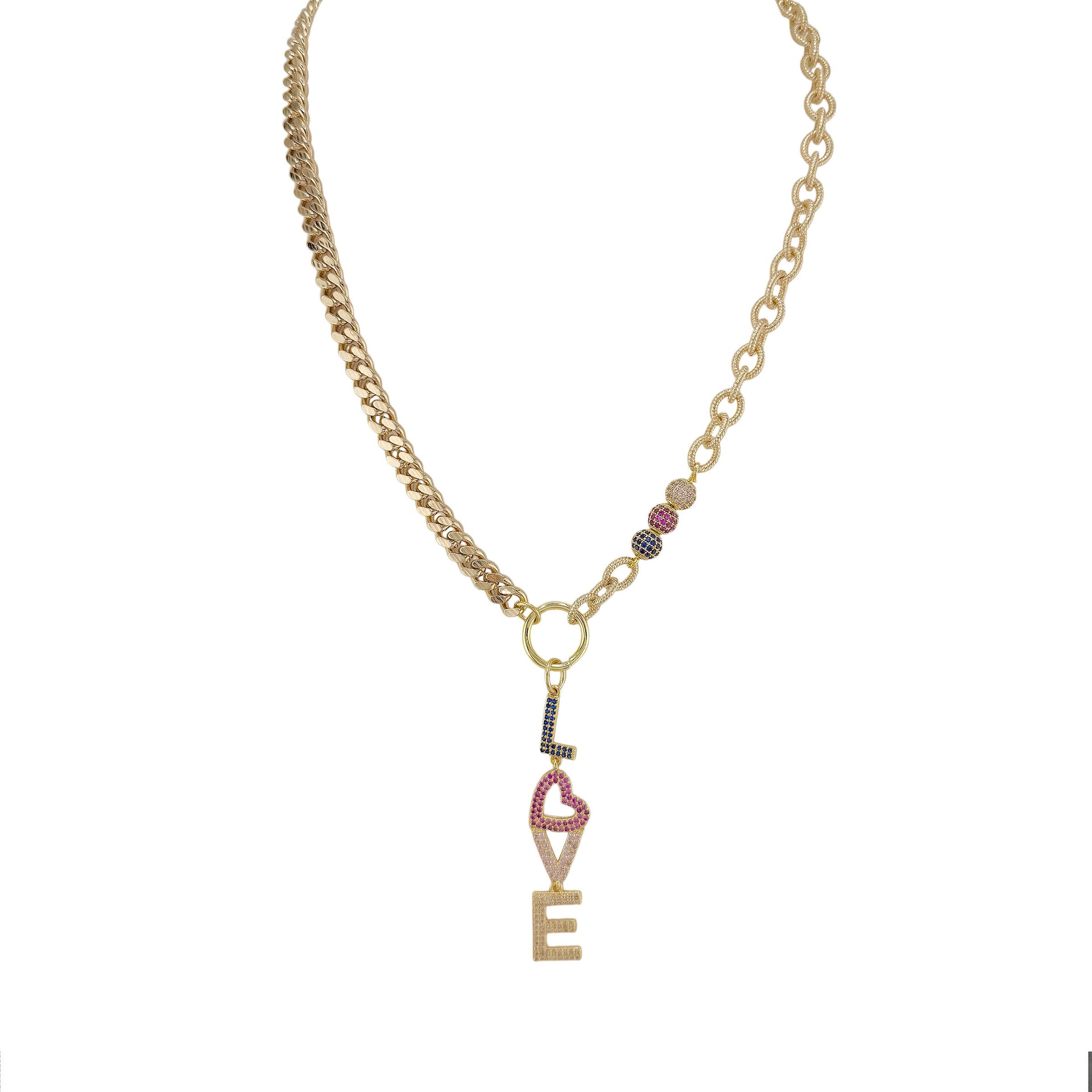 love lisa iconic love drop necklace gold chain with vertical love pendant