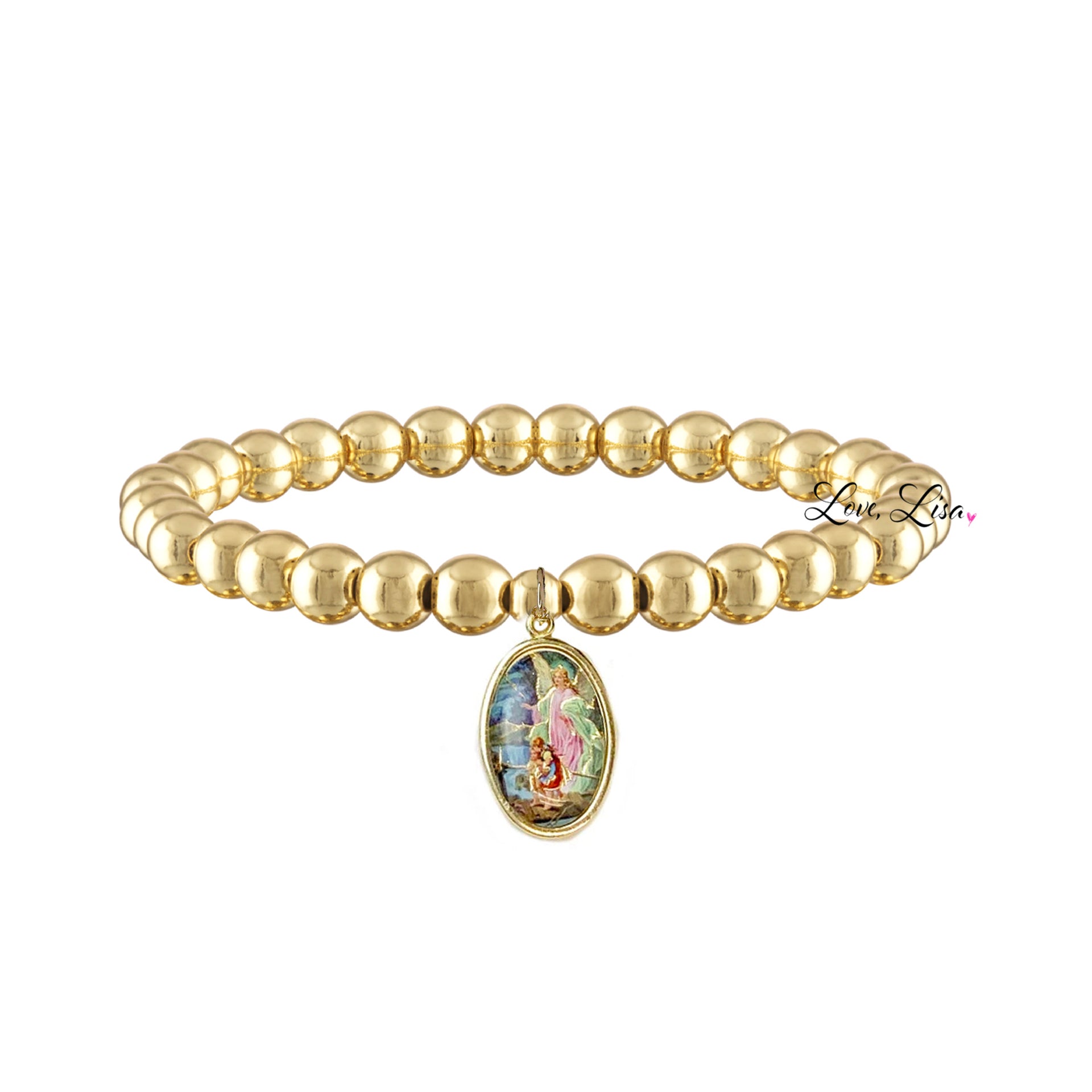incredible guardian angel beaded bracelet gold with multicolored medal love lisa