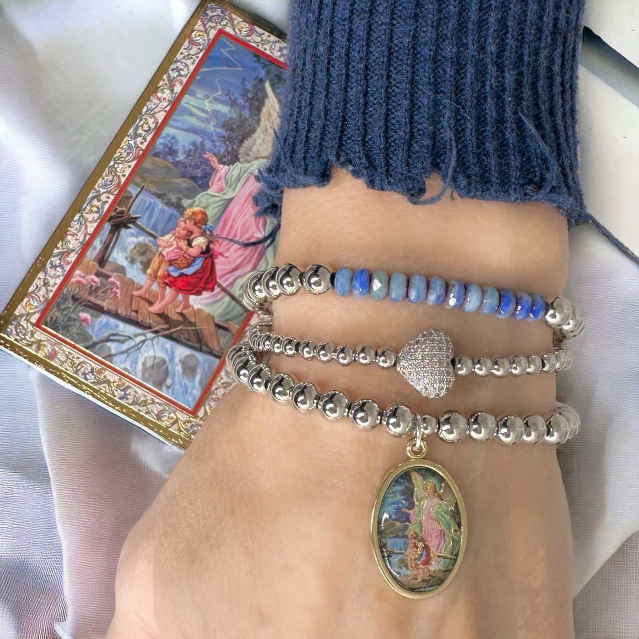 incredible guardian angel beaded bracelet worn on wrist faith jewelry love lisa
