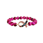 Infinite Hope Pink Ribbon Bracelet with pink cat eye beads and ribbon charm