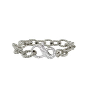 silver infinity clasp chain bracelet with textured rope chain design and pavé crystal infinity closure