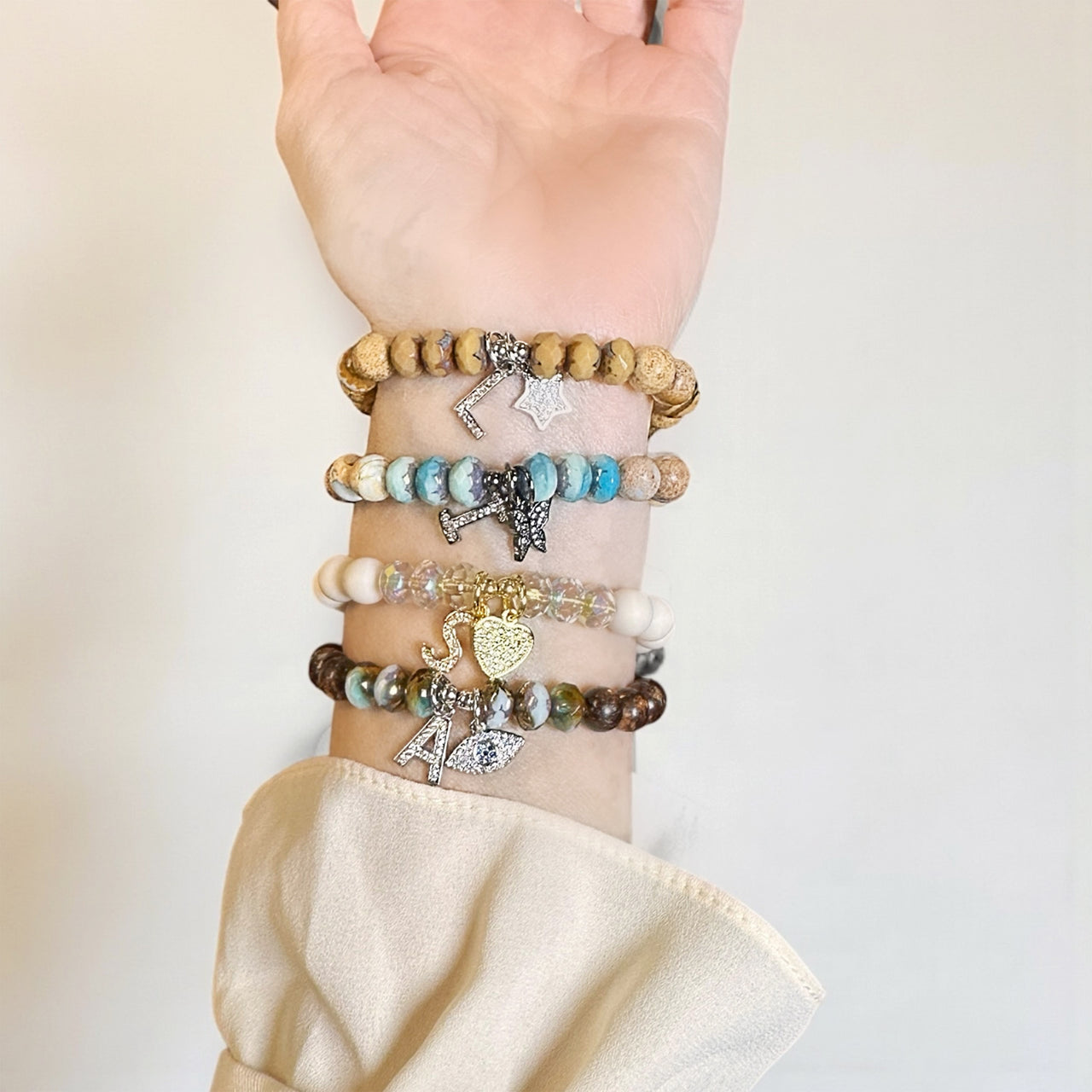 Gemstone Initial Charm Bracelet