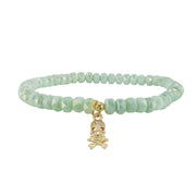 irresistible skull stretch anklet mint glow faceted gemstone beaded anklet with gold skull charm detail
