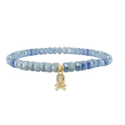 irresistible skull stretch anklet ocean blue gemstone beaded anklet with skull charm on stretch design
