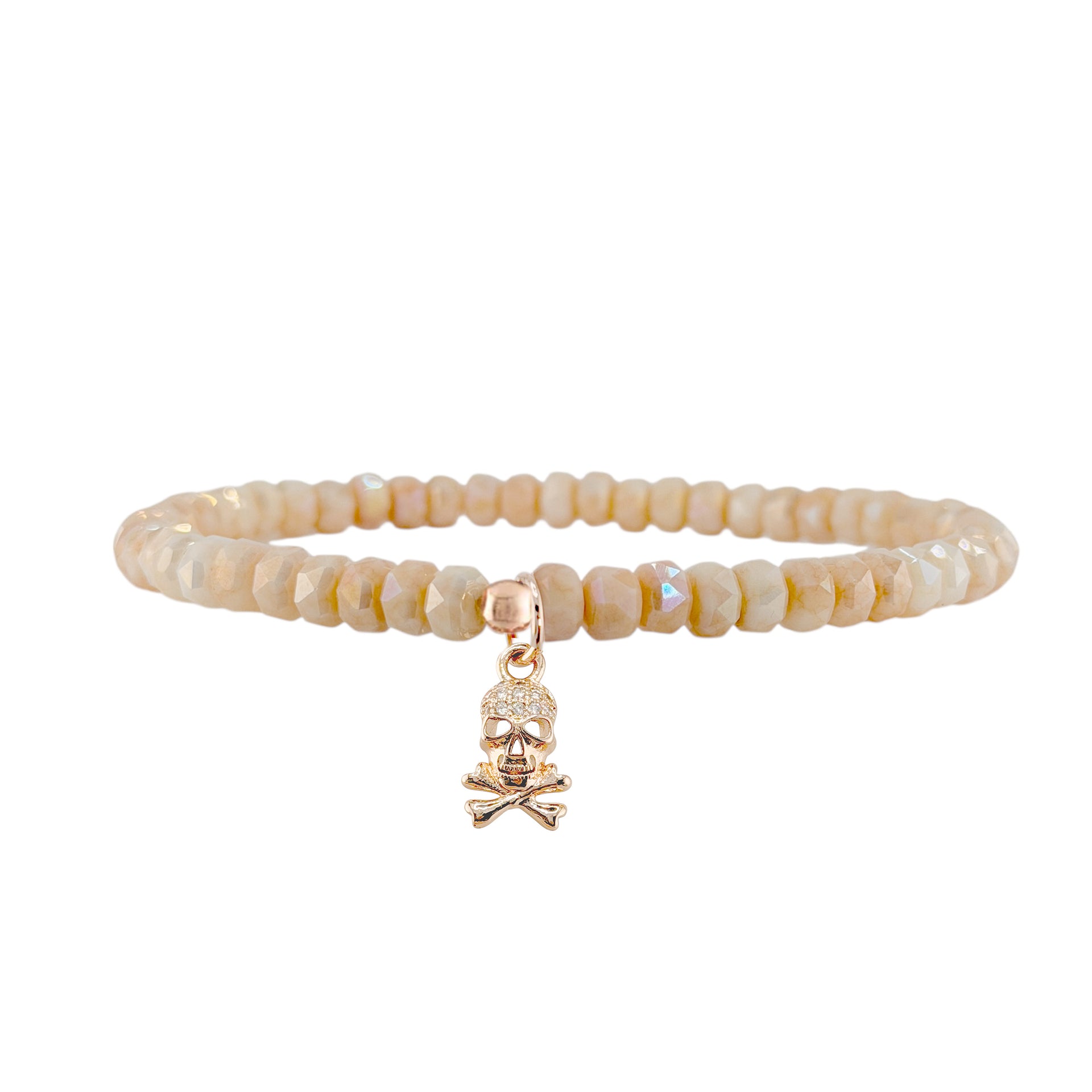 irresistible skull stretch anklet sunset nectar faceted gemstone anklet with skull charm and stretch fit
