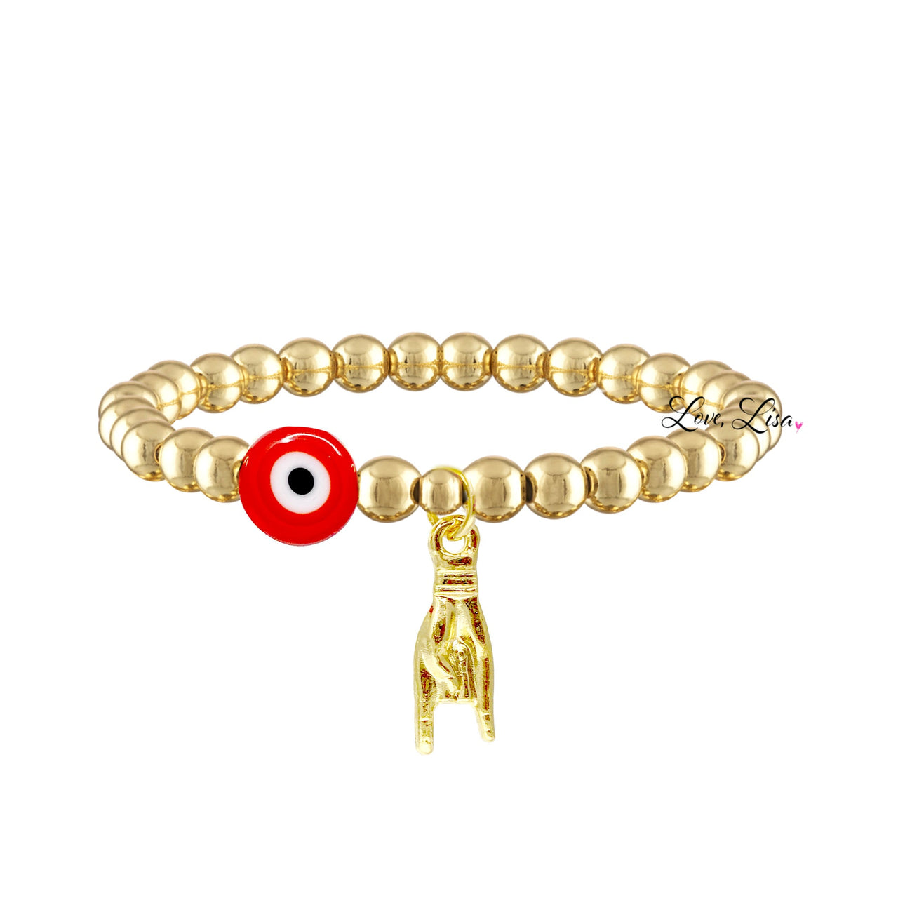 love lisa italian good luck hand sign charm bracelet gold beaded bracelet with red evil eye italian mano cornuto amulet jewelry