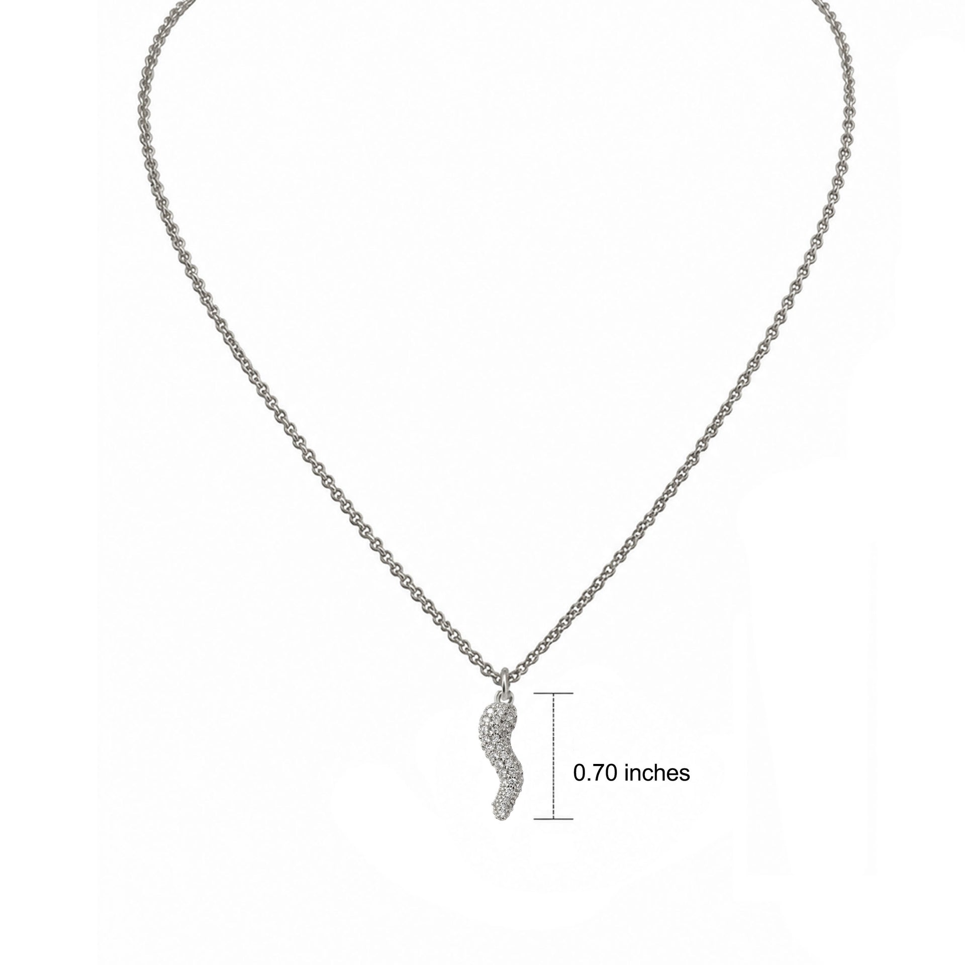 Bella pave silver Italian horn necklace with petite crystal horn pendant on delicate silver chain