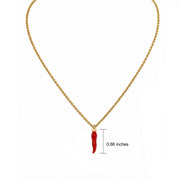 Lucia red and gold Italian horn necklace with small red enamel horn pendant on gold chain