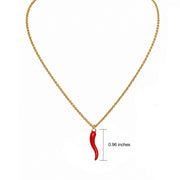 Tatiana red and gold Italian horn necklace with red enamel horn pendant on delicate gold chain