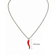 Tatiana red and silver Italian horn necklace with red enamel horn pendant on delicate silver chain