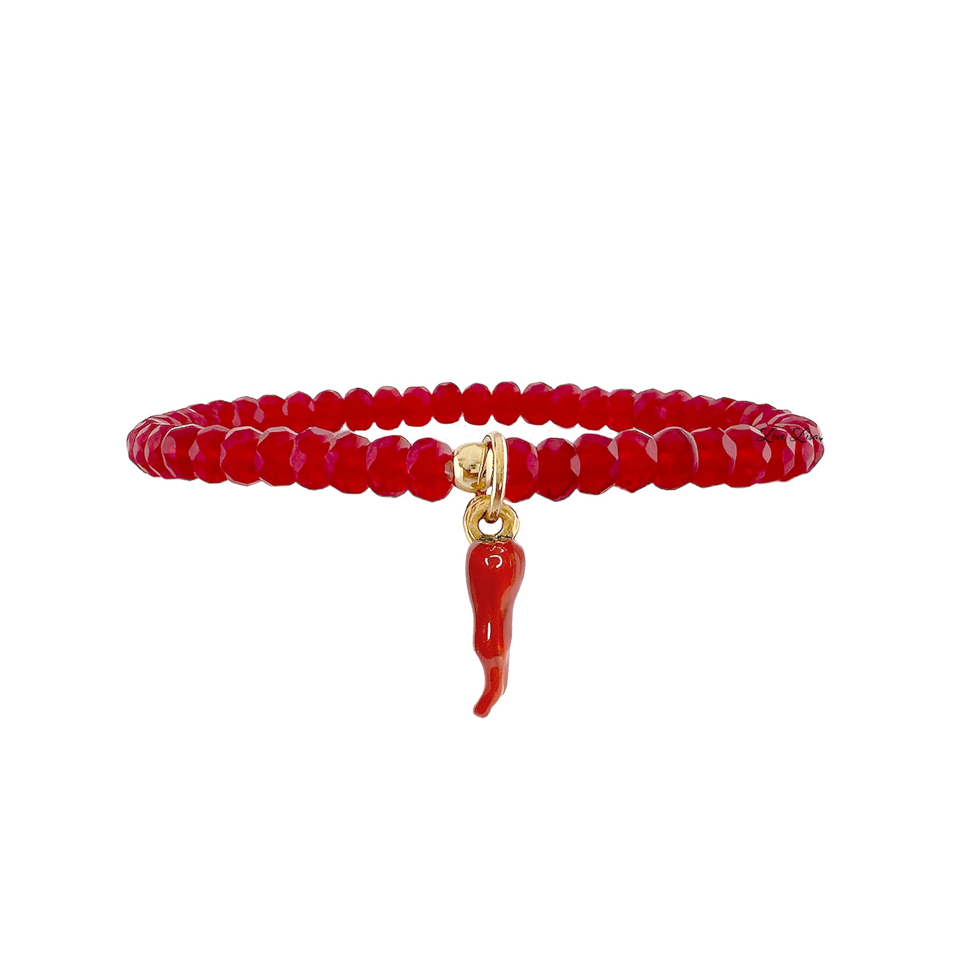 italian red horn cornicello bracelet red version with crystal beads love lisa