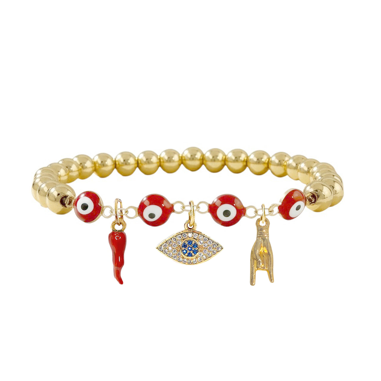 Lucky Italian Horn Evil Eye Protection Bracelet