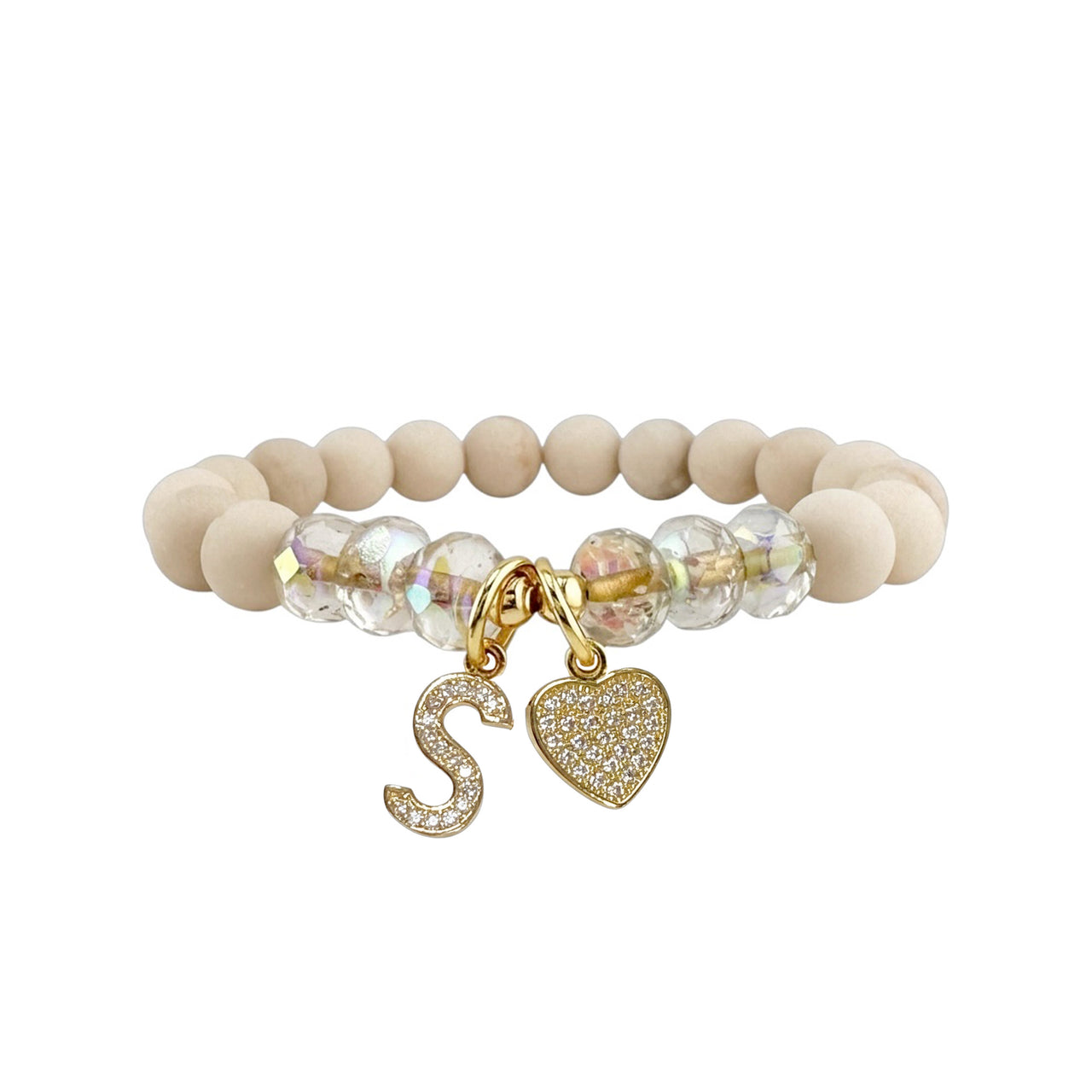 Gemstone Initial Charm Bracelet