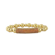 Love Lisa Ivy Luxe Pavé Bar Bracelet with gold beads and orange pavé bar

