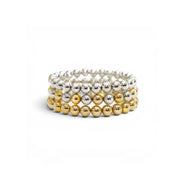 Love Lisa Jaime Trifecta Stretch Ring Set with three polished 3mm bead rings in gold silver and mixed metal finishes
