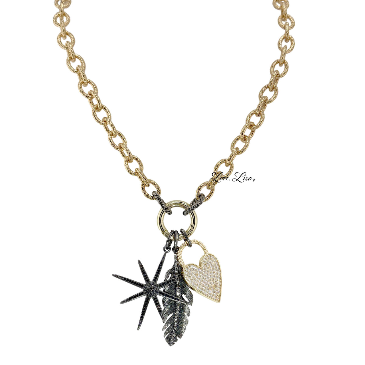 Jasmine North Star Heart Feather Necklace