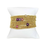 jen stack of beaded bracelets gold pink 4mm beaded bracelet set eight stretch bracelets