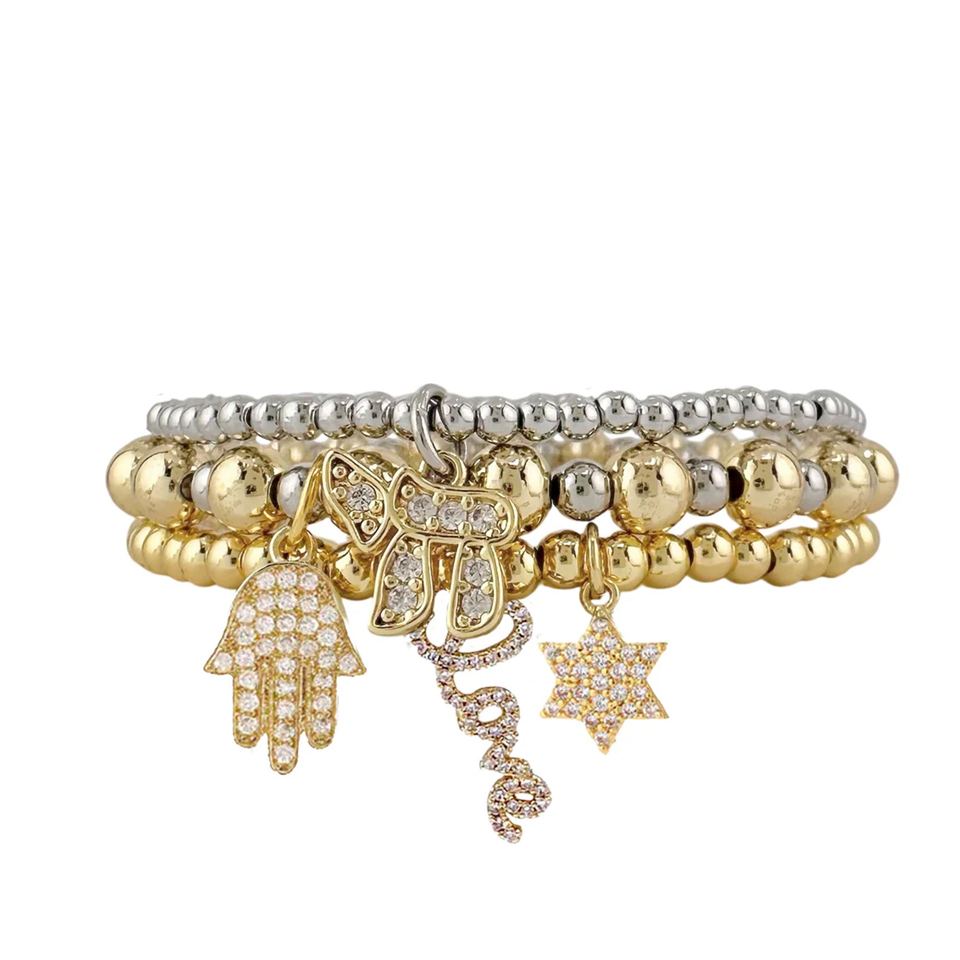 Love Lisa Eternal Blessing bracelet stack Gold Silver