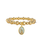 love lisa joan of arc courage bracelet gold beaded bracelet with joan of arc medal inspirational spiritual jewelry