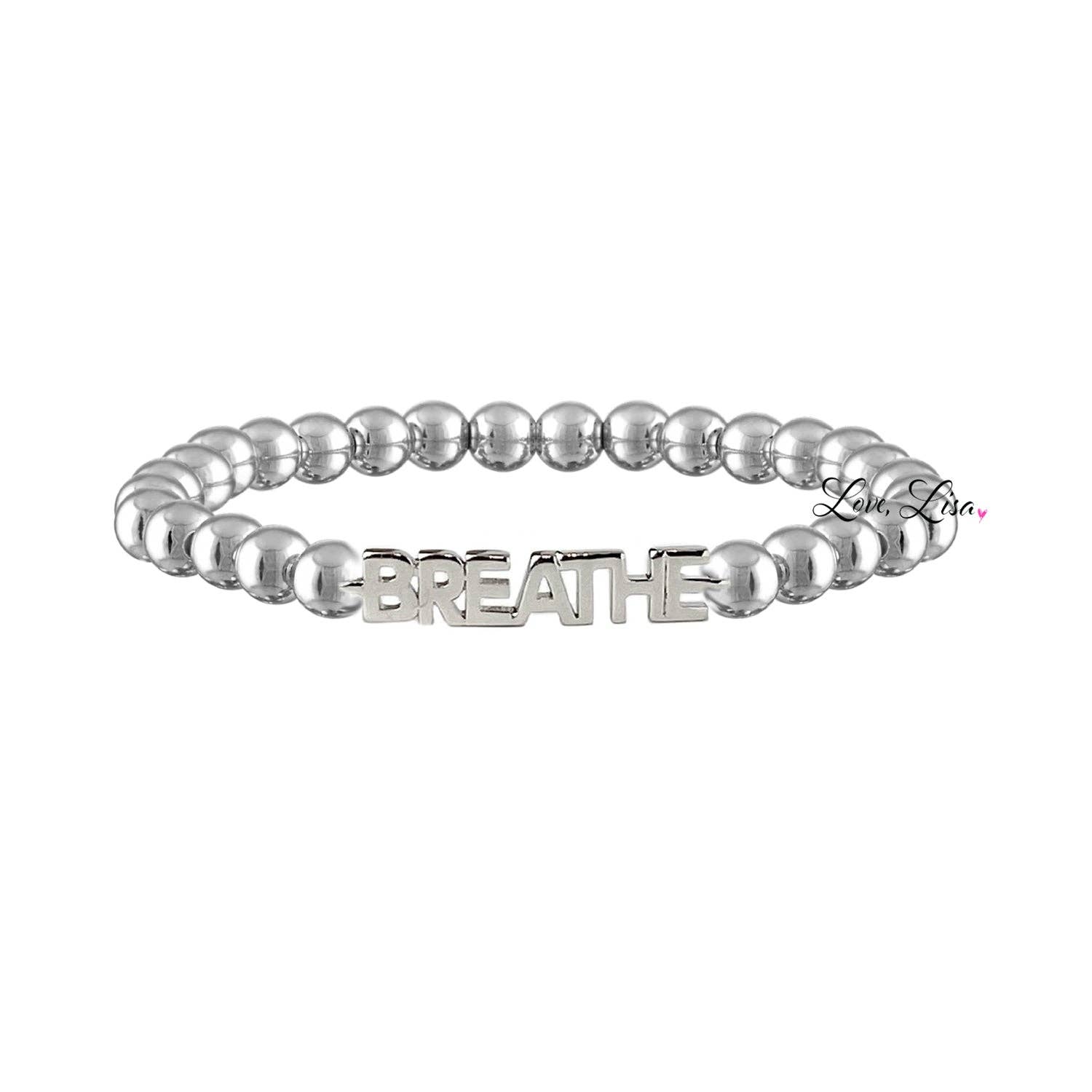 karens powerful reminder bracelet breathe silver beaded bracelet with inspirational charm