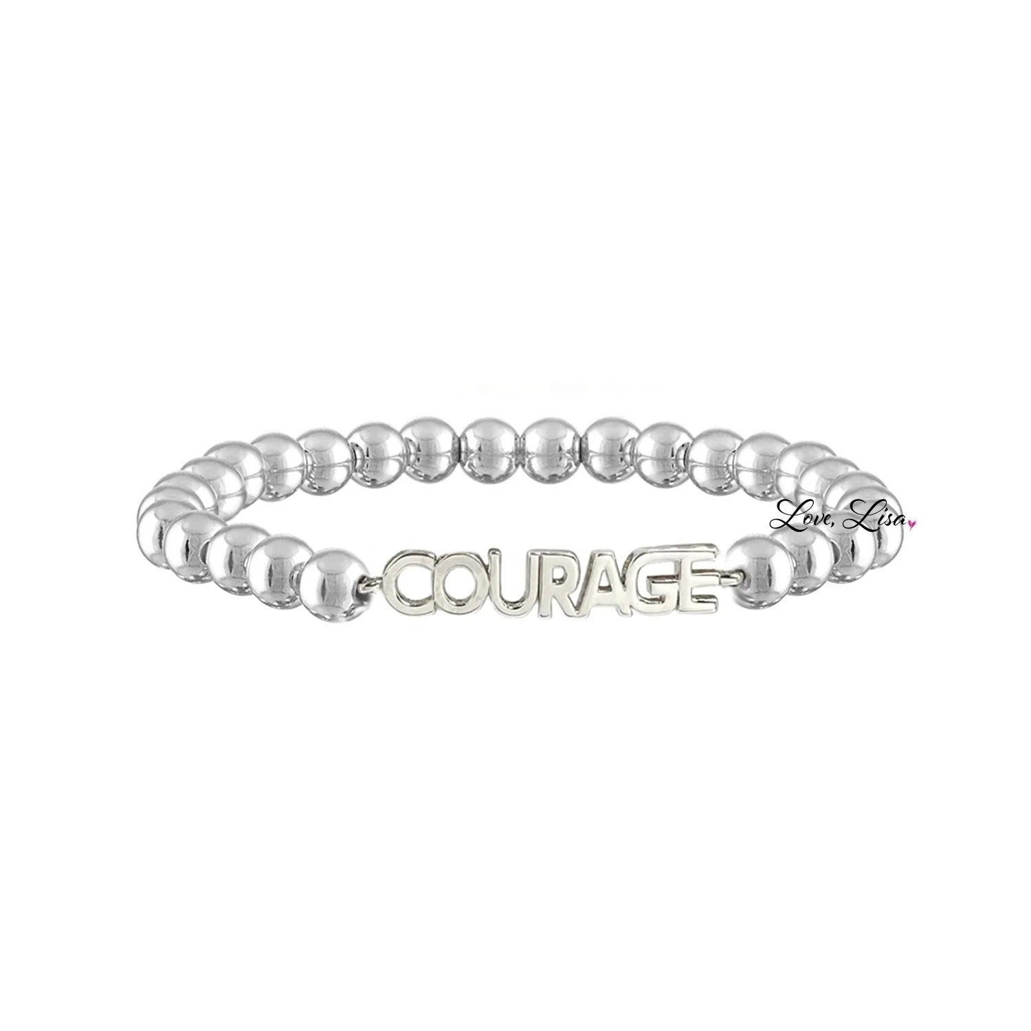 karens powerful reminder bracelet courage silver beaded bracelet with inspirational charm