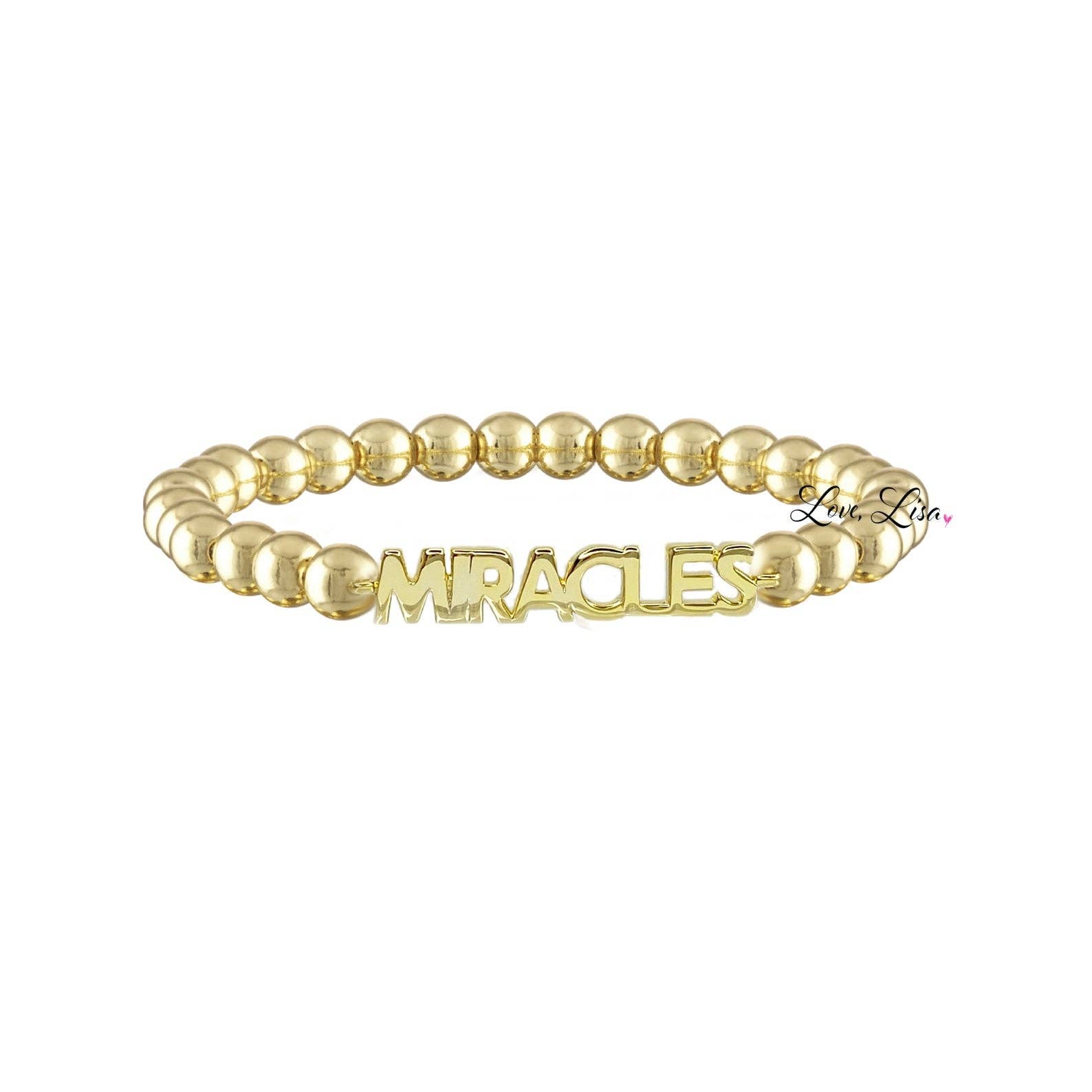 karens powerful reminder bracelet miracles gold beaded bracelet with inspirational charm