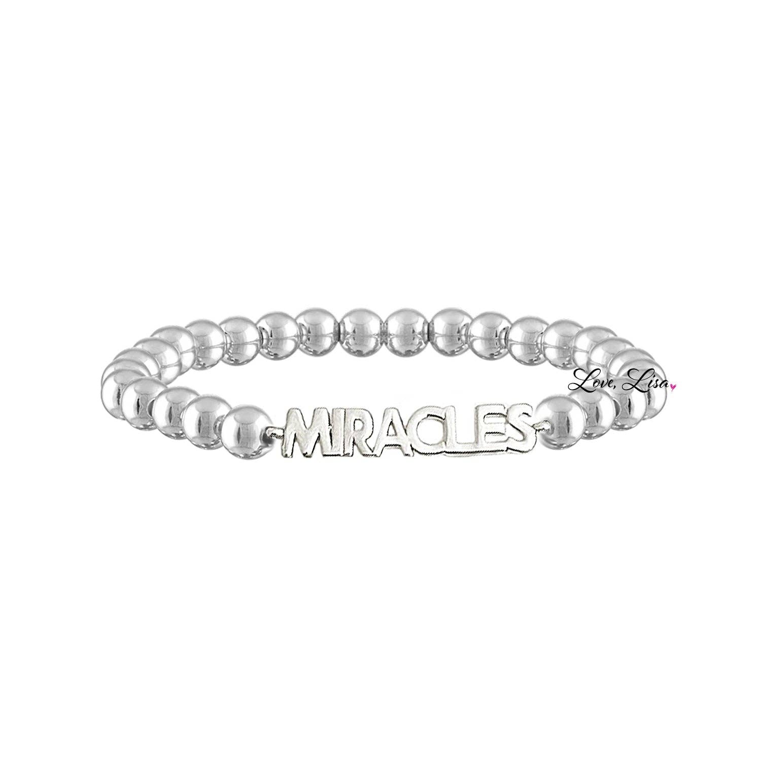 karens powerful reminder bracelet miracles silver beaded bracelet with inspirational charm