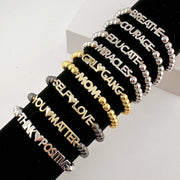 love lisa karens powerful reminder bracelet stack gold and silver beaded bracelets with inspirational word charms