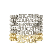love lisa karens powerful reminder bracelet stack gold and silver beaded bracelets with inspirational word charms