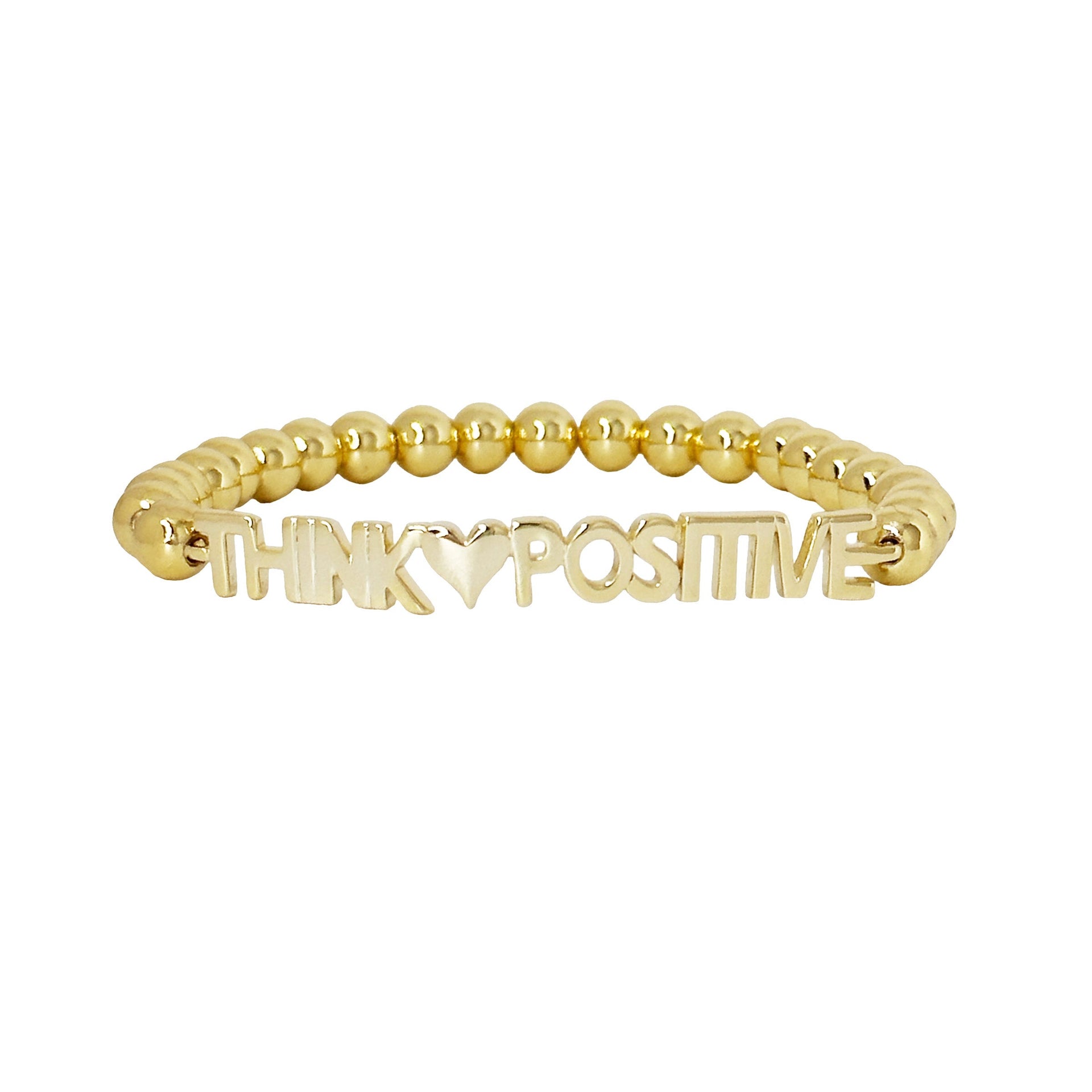 karens powerful reminder bracelet think positive gold beaded bracelet with inspirational charm