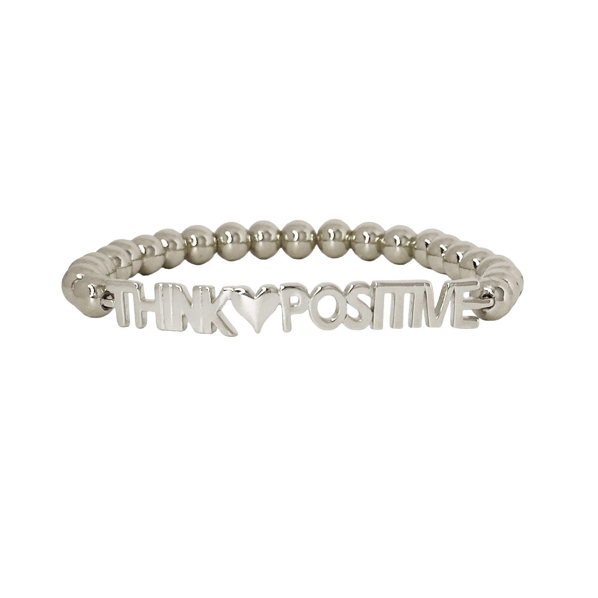 karens powerful reminder bracelet think positive silver beaded bracelet with inspirational charm