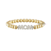 kellie mom beaded bracelet gold and silver mixed beaded bracelet with mom centerpiece