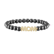 kellie mom beaded bracelet gunmetal beaded bracelet with mom centerpiece