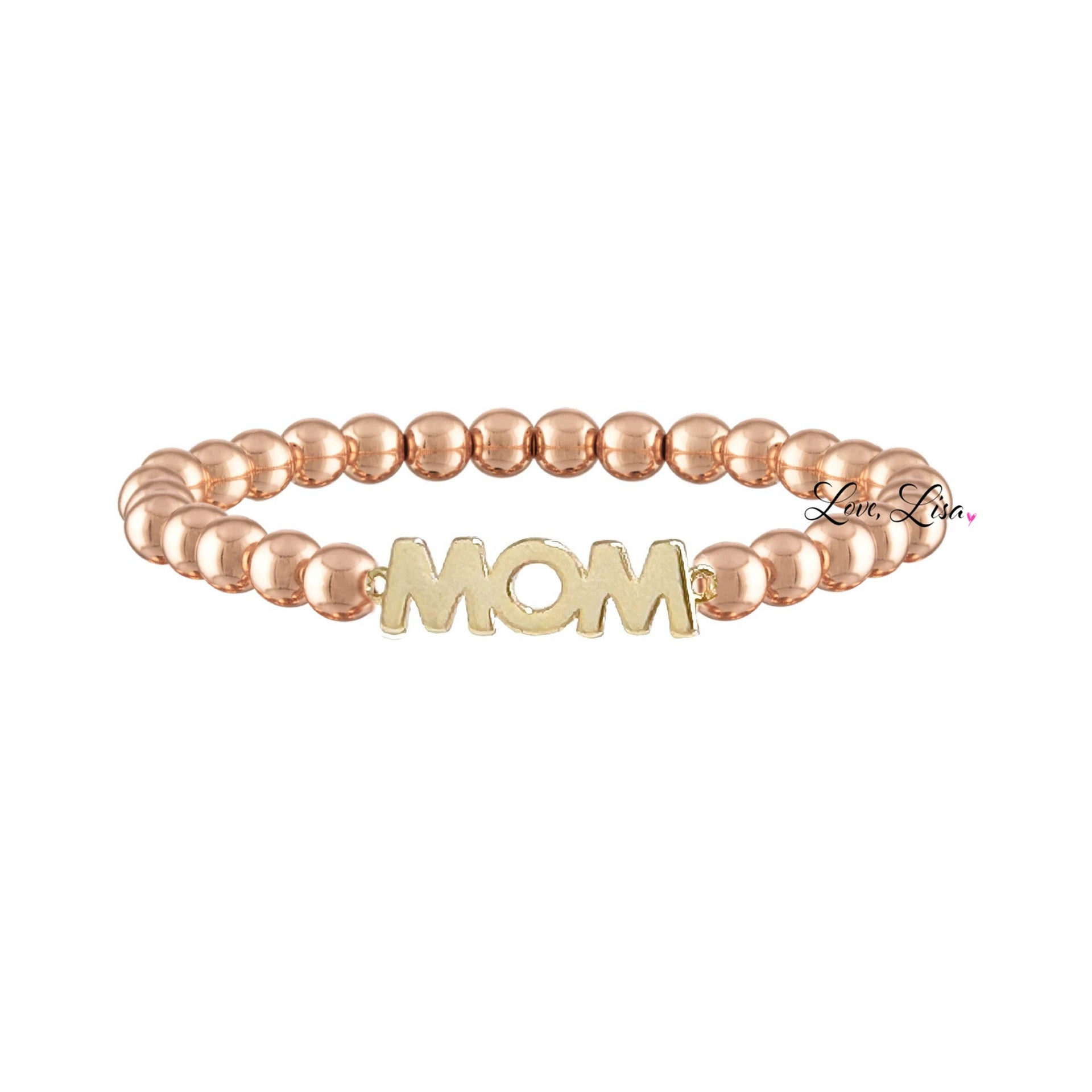 kellie mom beaded bracelet rose gold beaded bracelet with mom centerpiece