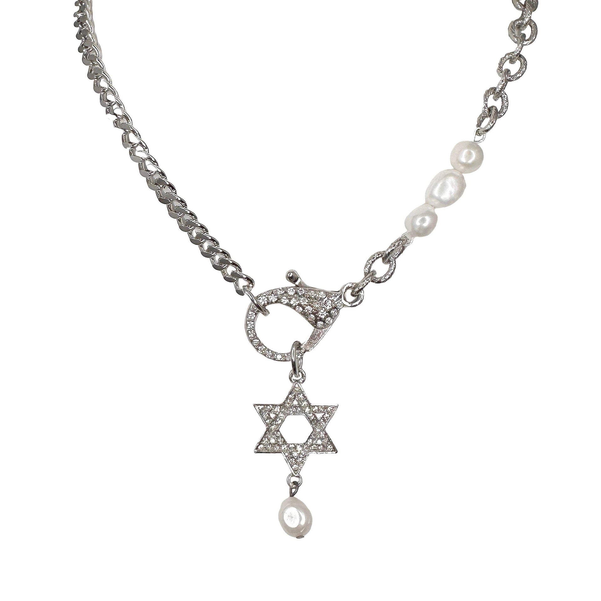 kimberly precious pearl star of david necklace silver chain with pearl star pendant and pearls