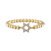star of david gold beaded bracelet