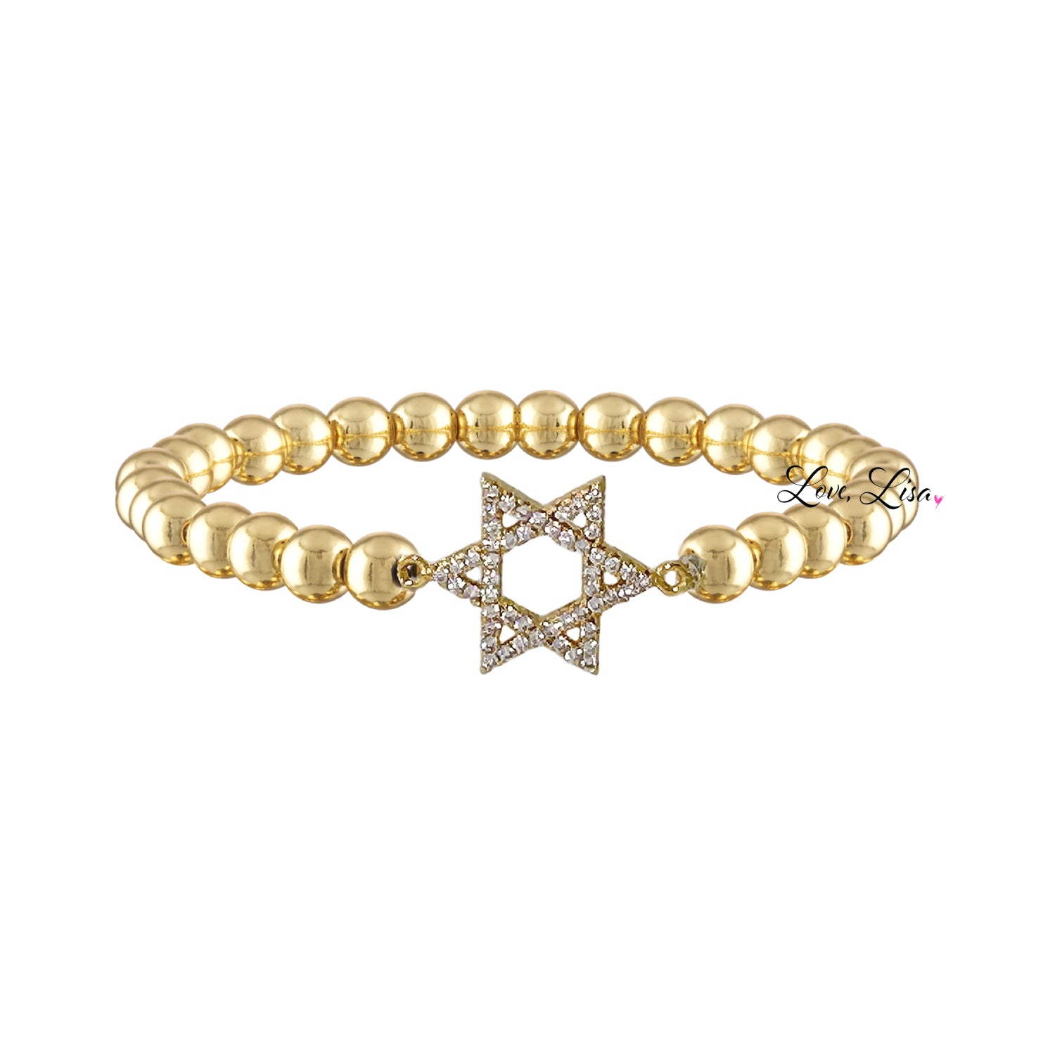 star of david gold beaded bracelet