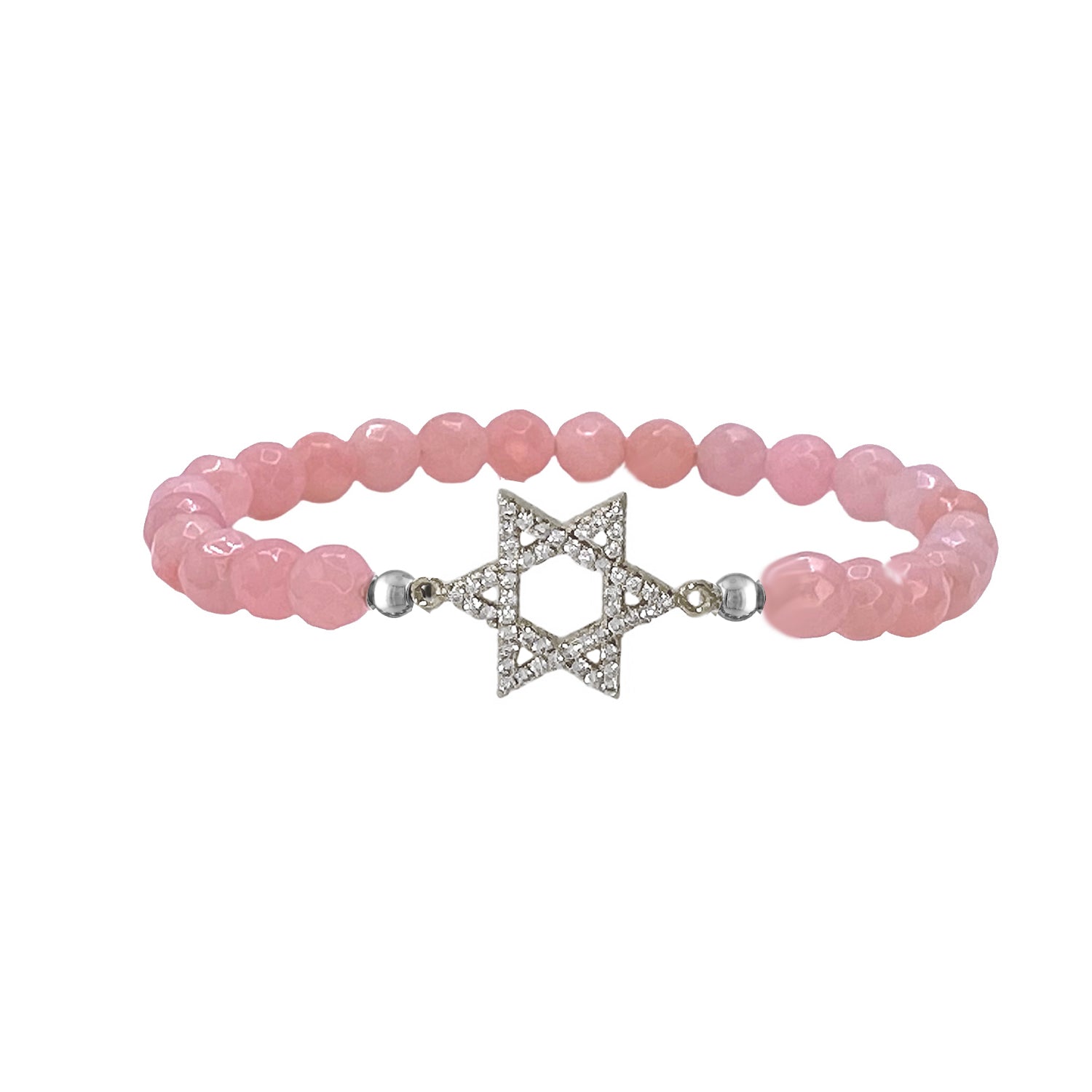 pink star of david beaded bracelet