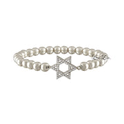 silver star of david beaded bracelet