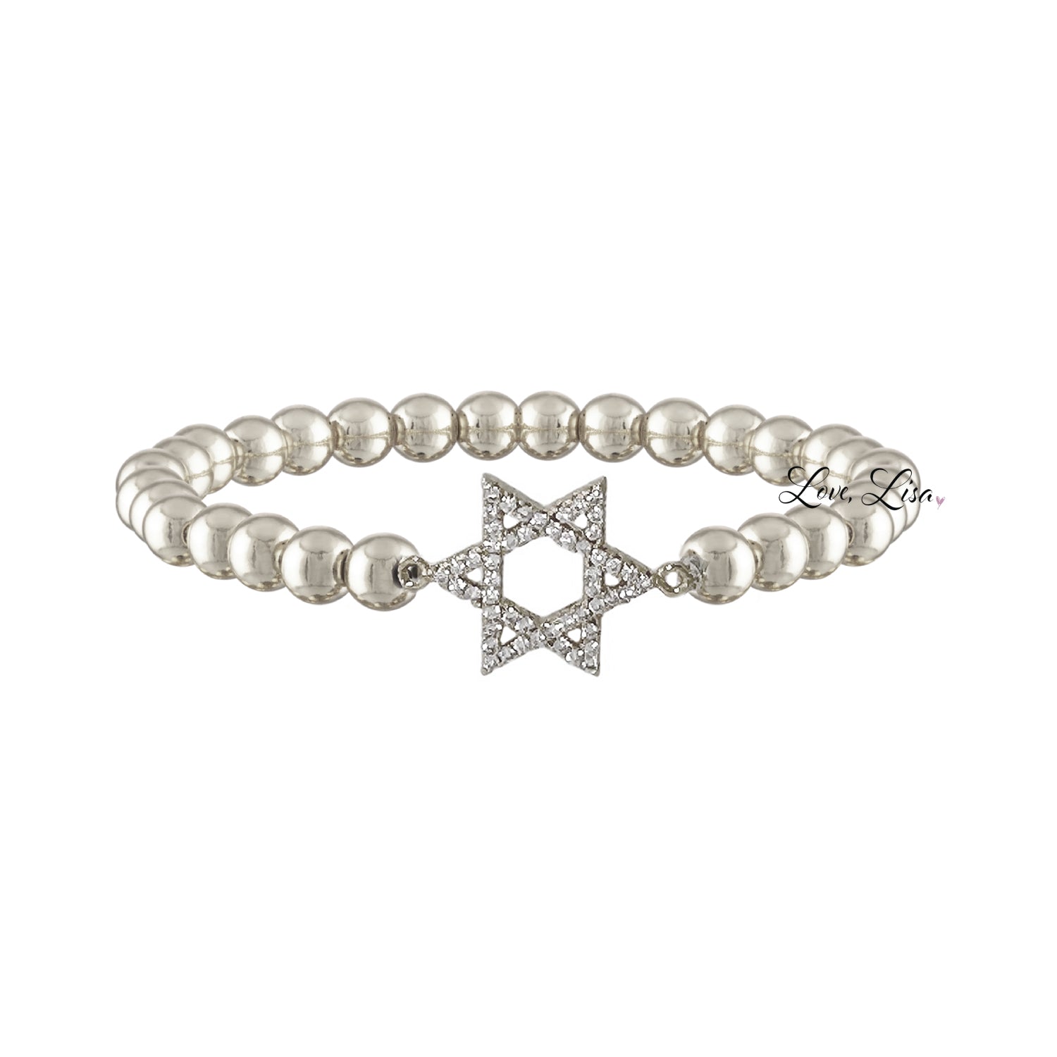 silver star of david beaded bracelet