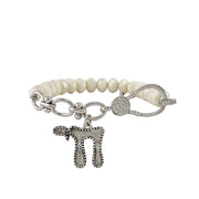 larissa chai bracelet floral white beaded bracelet with chai charm