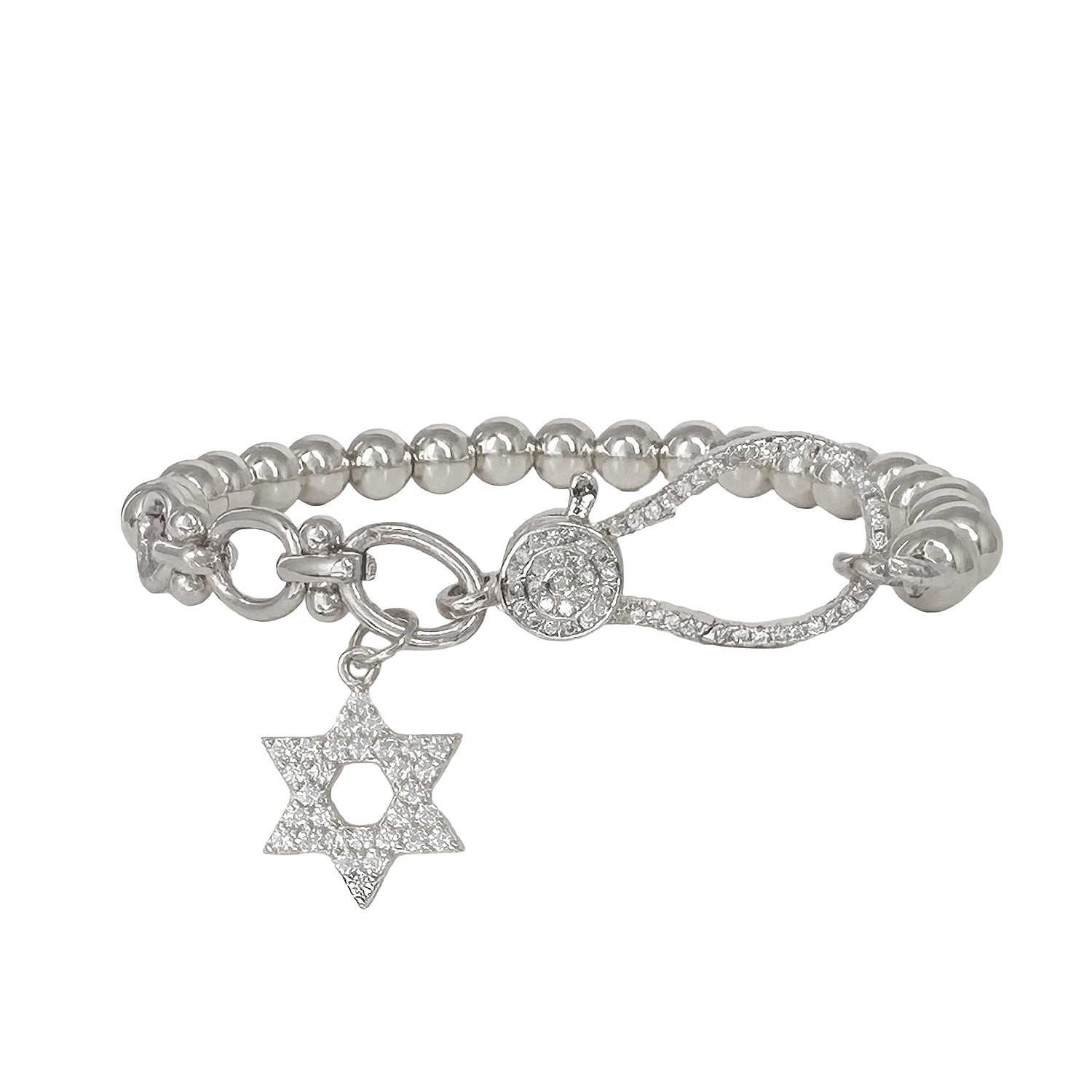 larissa crystal star of david stretch bracelet silver beaded bracelet with crystal star of david charm